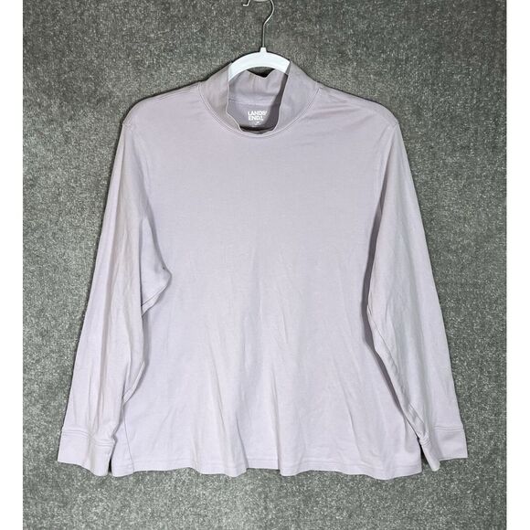 Lands' End Tops - Lands End Mock Neck Top Womens Sz 2X 20W-22W Purple Lavender Cotton‎ Long Sleeve
